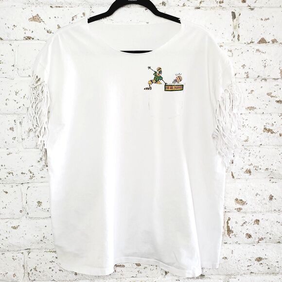 VTG Maui T-Shirt Fringe Global Impressions "We're Jammin" MENS Shredded Tee SZ L - Picture 2 of 9